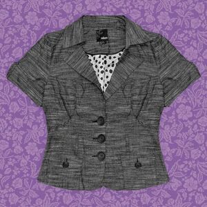 2000s Takara Grey Female Horror Protagonist Button-Up Blazer/Blouse | Size L